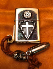 Load image into Gallery viewer, Custom Crusader Zippo Lighter. Cross &amp; Shield .45 ACP,  Wicked Zippo Studios