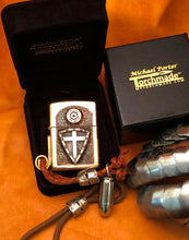 Load image into Gallery viewer, Custom Crusader Zippo Lighter. Cross &amp; Shield .45 ACP,  Wicked Zippo Studios